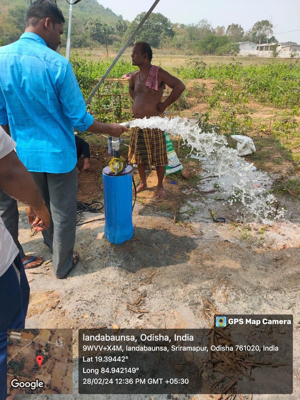 Solar-powered water pump system supplying a village, Odisha